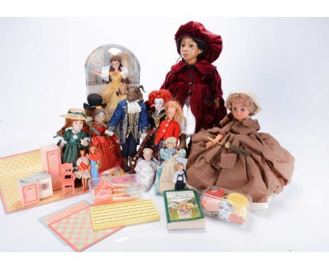 Various recent dolls,  a black vinyl La Bambola doll —21 ¼in. (54cm.) high; a continental vinyl Cinderella topsy-turvy doll (