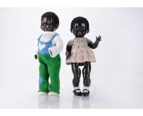 Two 1950s Pedigree Delite black hard plastic dolls, probably from the Many Lou and  Dixie family range of 1953, both with ora