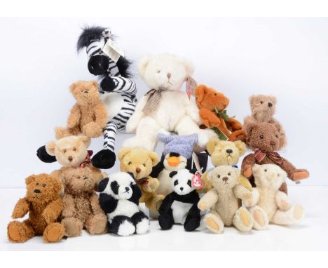 A quantity of small collectors and manufactured teddy bears/soft toys, including a Canterbury Bears, Herbie with card tag —11