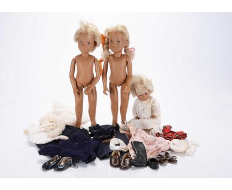Three Trendon Sasha dolls, Gregor with light brown stringing, Sasha with dark brown stringing and wrist tag (mouse chewed han