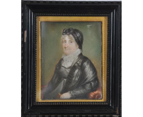 19th Century British School - A miniature half-length portrait of Eleanor, wife of 1st Lord Giford, with indistinct inscripti