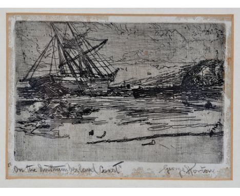 George Edward Horton - "On The Northumberland Coast", signed and inscribed in pencil, etching, 10 x 15cms; 4 x 6in.