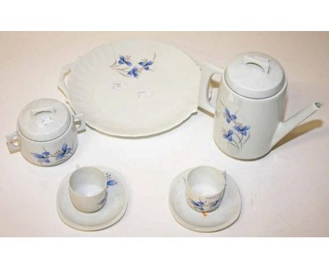 AN ATTRACTIVE THIRTY NINE PIECE LIMOGES PORCELAIN COFFEE SERVICE,  with plates, coffee cups, saucers, cake plate, coffee pot,