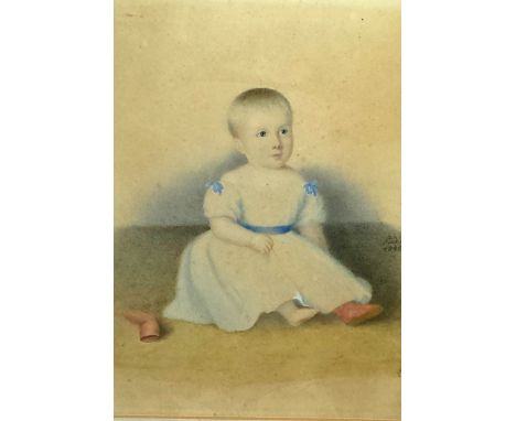 FUDLET (19TH CENTURY),  Portrait of Young Boy in a Dress, w.c, signed and dated 1846 mid right, 7.5in (19cm)h x 5.25in (13cm)