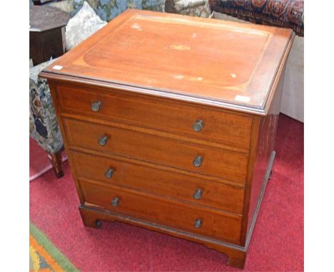 AN ATTRACTIVE INLAID MAHOGANY FOUR-DRAWER CHEST,  George III period, adapted, the rectangular moulded top with later inlay, a