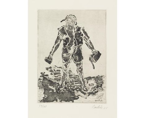 Georg Baselitz    Rebell. Orig.-Kaltnadel- und Aquatintaradierung. Signiert, datiert und numeriert. In der Platte signiert. 1