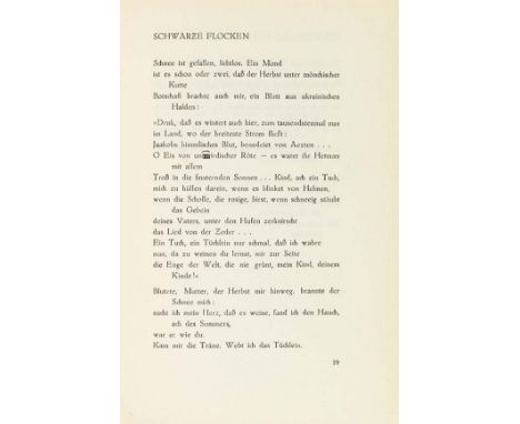 Paul Celan     Erstdruck der Todesfuge Der Sand aus den Urnen. Gedichte. Wien, A. Sexl 1948.  - Erste Ausgabe der ersten Buch