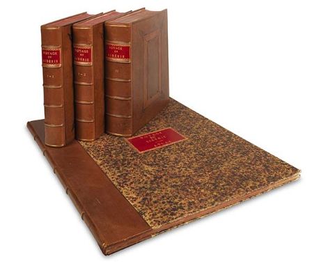 Jean Chappe d'Auteroche     Die neue Kartographie Sibiriens Voyage en Sibérie, fait en 1761. 2 in 3 Textbänden und Atlas, zus