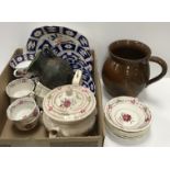 A box of various china to include an ear
