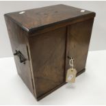 A circa 1900 walnut table top chest/ciga