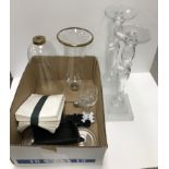 A pair of frosted and clear glass candle