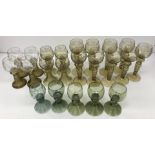 A set of three German green glass roemer