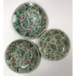 Three Chinese celadon glazed famille ros
