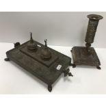 A circa 1900 Turkish embossed brass desk