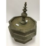 An Indonesian engraved brass betel jar a