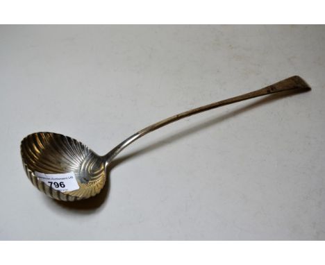 George III Old English pattern silver ladle with shell form bowl, London 1770 