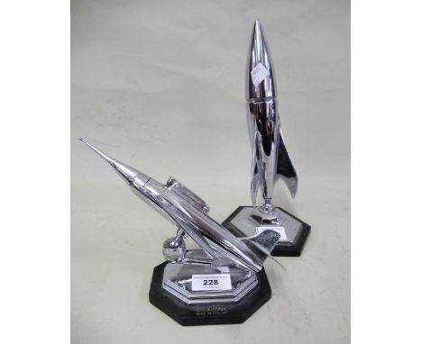 Novelty chrome table lighter in the form of a plane on adjustable stand inscribed Gala Sonic, made in England, together with 