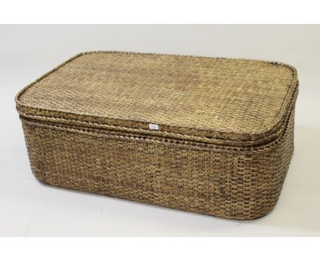 Oka, large cane work coffee table / trunk, the hinged cover enclosing a lift-out tray, 120cms x 75cms x 43cms highGood overal