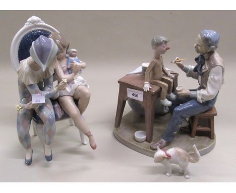 Large Lladro group ' The Puppet Maker ' in original box, together with another, ' Flirtatious Jester ' in original boxCat has