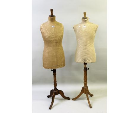 Early to mid 20th Century shop display mannequin  with linen torso, stencilled Selfridges, London, on original stand, togethe