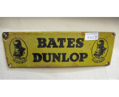 Enamel advertising sign for Bates Dunlop, 10cm x 30cm 