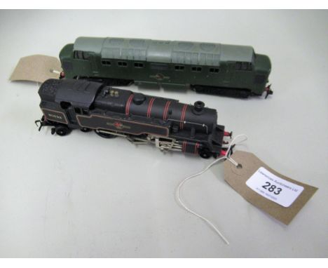Hornby Dublo diesel electric locomotive in BR green livery (unboxed) and another Hornby Dublo engine, No. 80033, in black liv