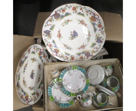 Royal Worcester part dessert service decorated with insects and flowers (some repairs), together with a doll's porcelain tea 