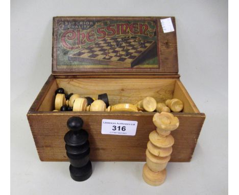 Boxwood chess set in original box 