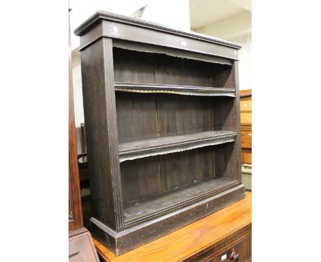 Late 19th / early 20th Century dark stained oak three shelf open bookcase, 107cms x 108cms 