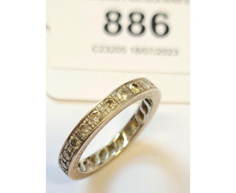 18ct white gold diamond set eternity ring, size P, 4.5g 