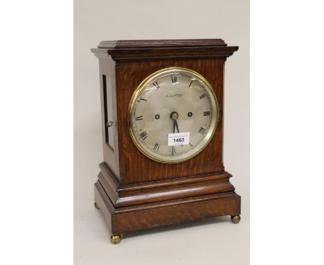 19th Century oak bracket clock, the circular silvered dial inscribed C. Lupton, London, with Roman numerals and a two train f