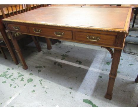 Chippendale style mahogany writing table with three drawers, 126cms wide x 69cms deep x 74cms high 