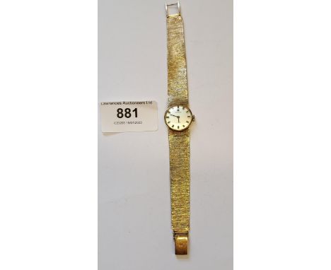 Tissot ladies 9ct yellow gold watch with integral gold bracelet strap, 24.5g 