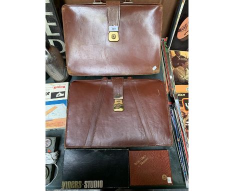 TWO VINTAGE BRIEFCASES ETC 