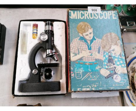 A VINTAGE BOXED STUDENTS MICROSCOPE 