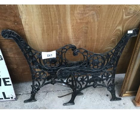 A PAIR OF ORNATE CAST IRON BENCH ENDS 