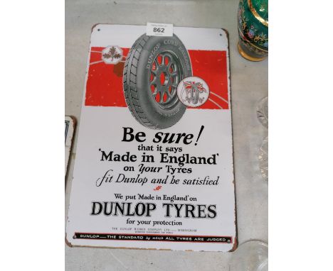 A VINTAGE STYLE 'DUNLOP TYRES' METAL SIGN 