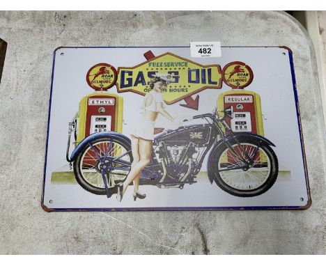 A VINTAGE STYLE 'GAS &amp; OIL' METAL SIGN 