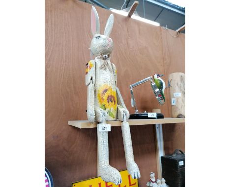 A LARGE WOODEN RABBIT SHELF PUPPET 