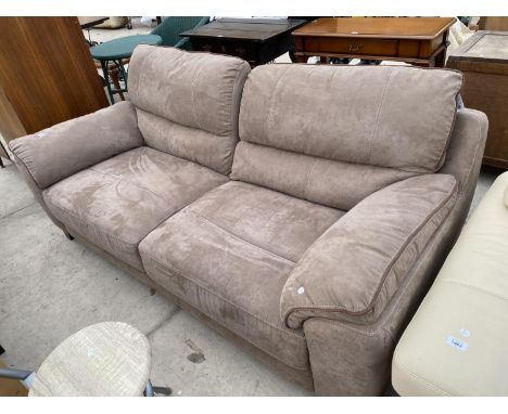 A SUEDE EFFECT TWO SEATER SOFA (AS NEW) 