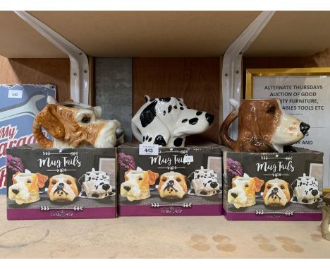 THREE BOXED 'MUG TAILS' DOG DESIGN CERAMIC MUGS 