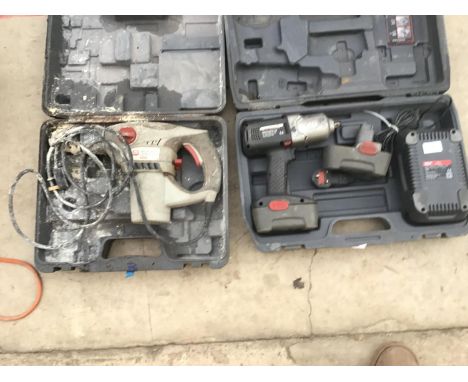 TWO CASED DRILLS ONE A CORDLESS WITH BATTERY AND CHARGER AND ONE A PERFORMANCE SDS ROTARY HAMMER DRILL FOR SPARE OR REPAIR 