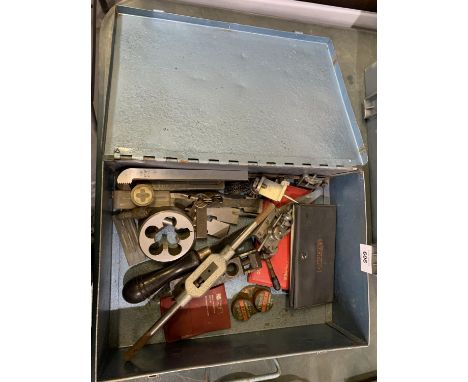 A METAL CASE OF ASSORTED TOOLS ETC 