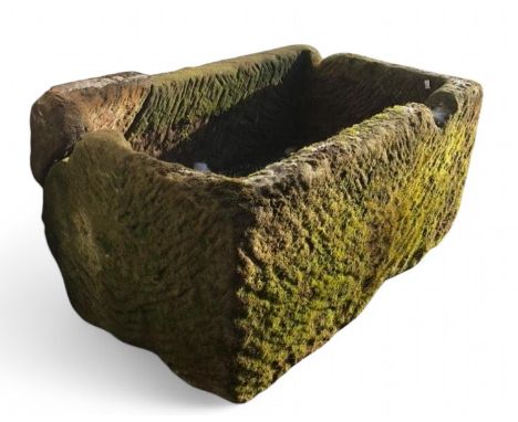 A large Derbyshire gritstone rectangular trough, 51cm high, 112cm wide, 67cm deep  **Please note this lot will require specia