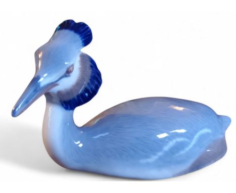 A&nbsp; Royal Copenhagen model of a Grebe, green and blue marks, model no.3243
