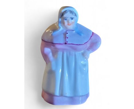 A Royal Worcester candle snuffer, French Cook, coloured, 6.75cm high, printed crown and circle mark in puce, date code for 19