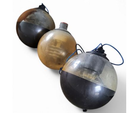 Vintage Lighting - three large and unusual mid 20th century globular ceiling lights, approximately 50cm diameter
