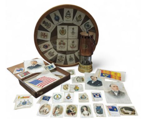 Boxes &amp; Objects&nbsp; - a Prima brass and copper miner's lamp; a collection of early 20th century B.D.V cigarette card si