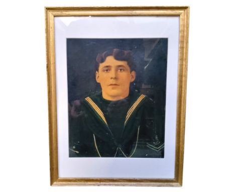 A World War I era overpainted Navy portrait, 29cm x 23.5cm