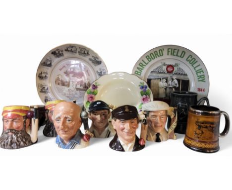 Royal Doulton Character jugs - Dickie Bird, MBE, D7068, 3552;&nbsp; Lee Hutton, D6945, 383;&nbsp; W G Grace, D6845, 5005;&nbs